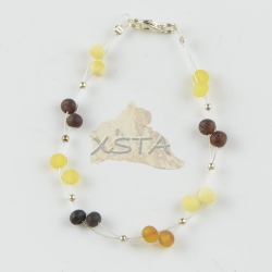 Amber bracelet Cognac with wire mix color